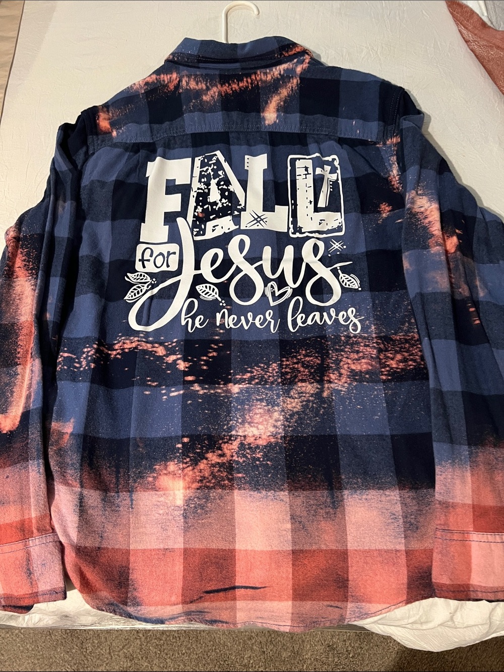 Element Bleached Navy & Coral Plaid Flannel Shirt